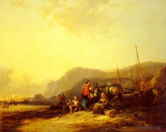 William Shayer Peinture à l'huile - Sur la côte du Hampshire