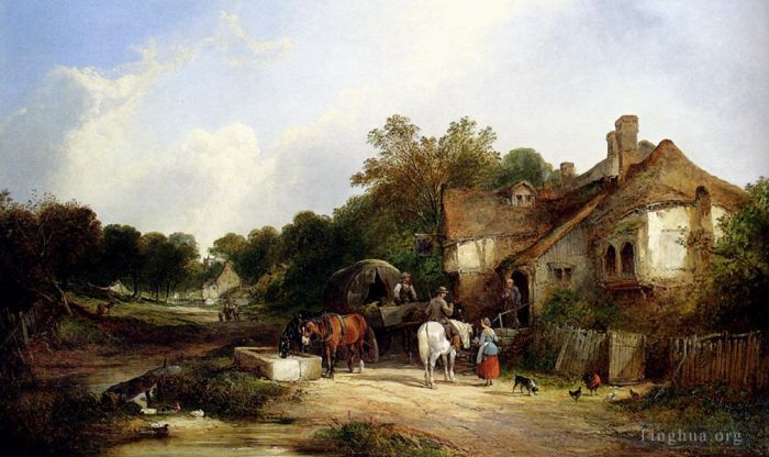 William Shayer Peinture à l'huile - The Road Side Inn Somerset