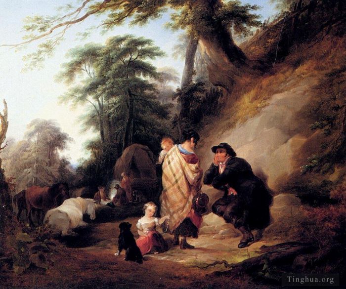 William Shayer Peinture à l'huile - Voyageurs au repos
