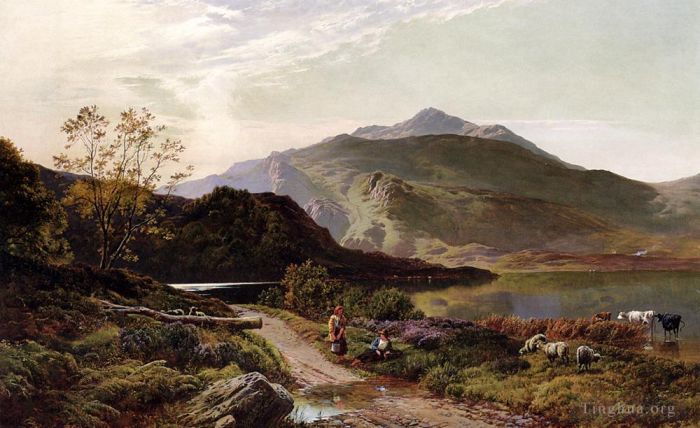 Sidney Richard Percy Peinture à l'huile - Un repos au bord de la route