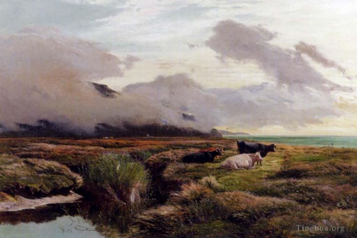 Sidney Richard Percy Peinture à l'huile - Au bord du rivage