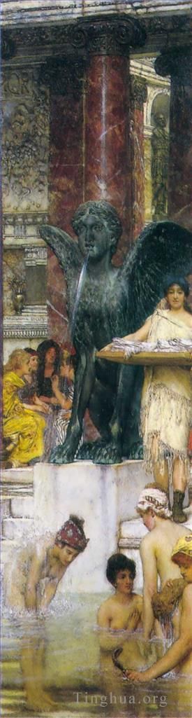 Sir Lawrence Alma-Tadema Peinture à l'huile - Un bain, une coutume antique