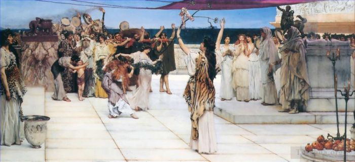 Sir Lawrence Alma-Tadema Peinture à l'huile - Une dédicace à Bacchus