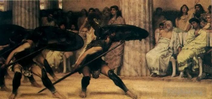 Sir Lawrence Alma-Tadema Peinture à l'huile - Une danse à la Pyrrhus