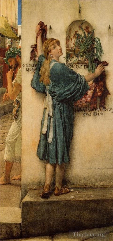 Sir Lawrence Alma-Tadema Peinture à l'huile - Un autel de rue
