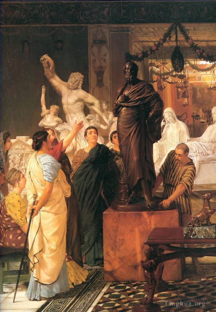 Sir Lawrence Alma-Tadema Peinture à l'huile - Une galerie de sculptures