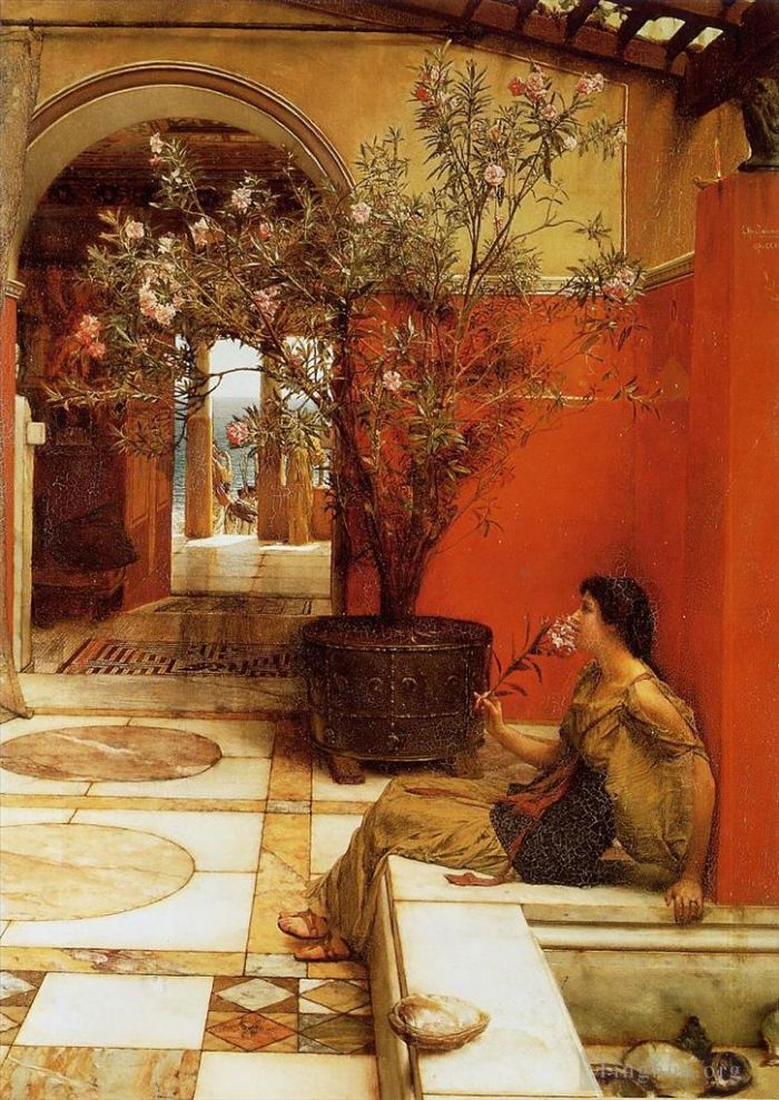 Sir Lawrence Alma-Tadema Peinture à l'huile - Un laurier-rose