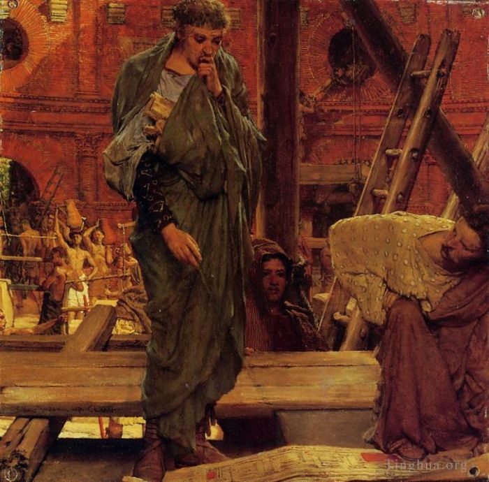 Sir Lawrence Alma-Tadema Peinture à l'huile - Architecture dans la Rome antique