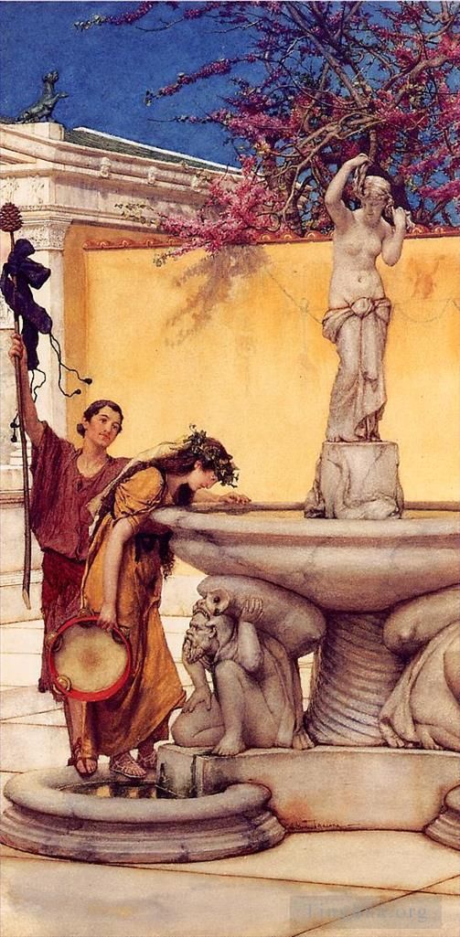 Sir Lawrence Alma-Tadema Peinture à l'huile - Entre Vénus et Bacchus