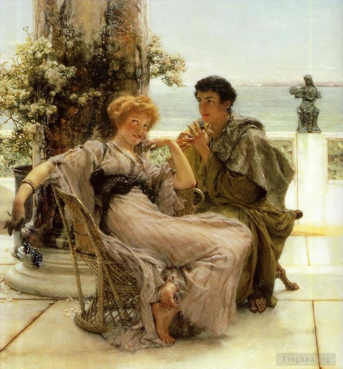 Sir Lawrence Alma-Tadema Peinture à l'huile - Faire la cour à la proposition