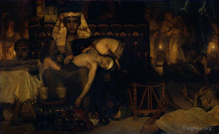 Sir Lawrence Alma-Tadema Peinture à l'huile - Mort du fils aîné du Pharaon