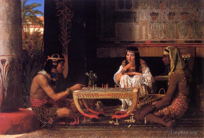 Sir Lawrence Alma-Tadema Peinture à l'huile - Joueurs d'échecs égyptiens