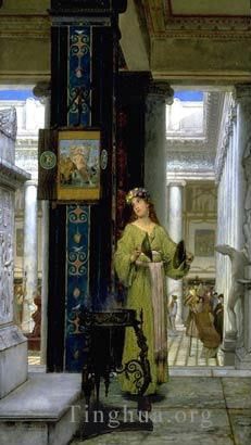 Sir Lawrence Alma-Tadema Peinture à l'huile - Dans le Temple Opus 1871