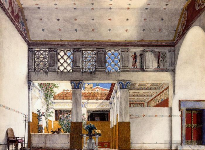 Sir Lawrence Alma-Tadema Peinture à l'huile - Intérieur de la maison de Caius Martiuss