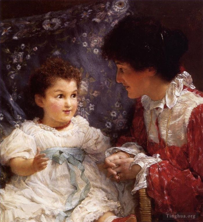 Sir Lawrence Alma-Tadema Peinture à l'huile - Mme George Lewis et sa fille Elizabeth