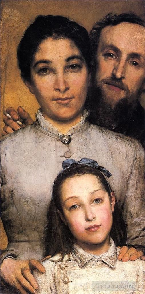 Sir Lawrence Alma-Tadema Peinture à l'huile - Portrait d'Aimé Jules Dalou son épouse et sa fille