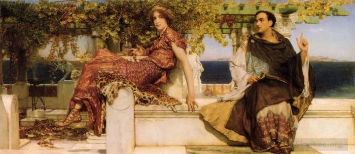 Sir Lawrence Alma-Tadema Peinture à l'huile - La conversion de Paula par saint Jérôme
