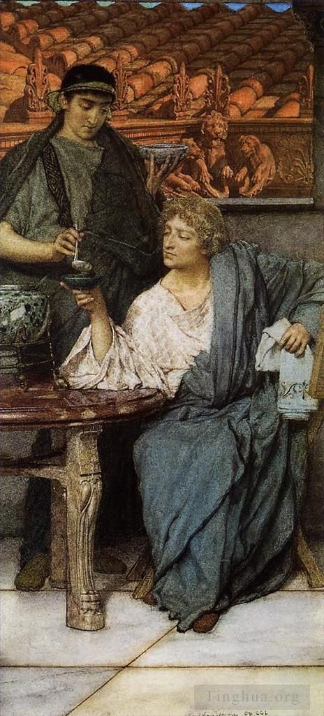 Sir Lawrence Alma-Tadema Peinture à l'huile - Les dégustateurs de vins romains