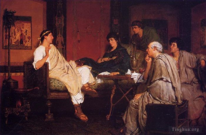 Sir Lawrence Alma-Tadema Peinture à l'huile - Tibulle à Délias