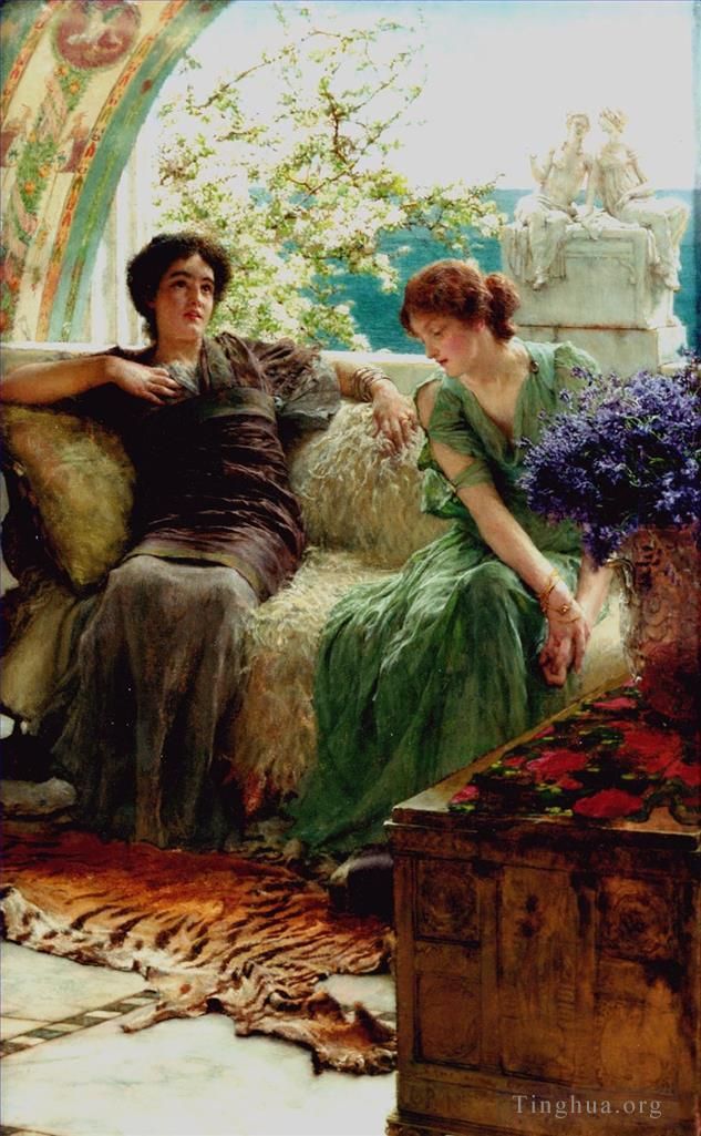 Sir Lawrence Alma-Tadema Peinture à l'huile - Confidences importunes