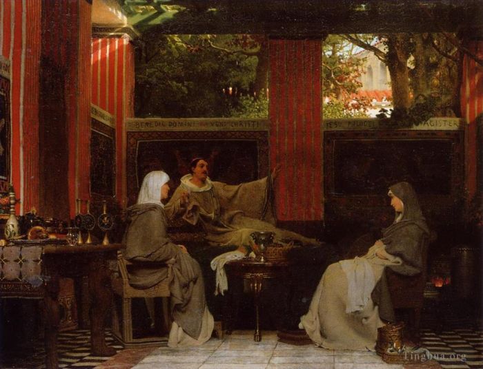 Sir Lawrence Alma-Tadema Peinture à l'huile - Venantius Fortunatus lisant ses poèmes à Radegonda VI