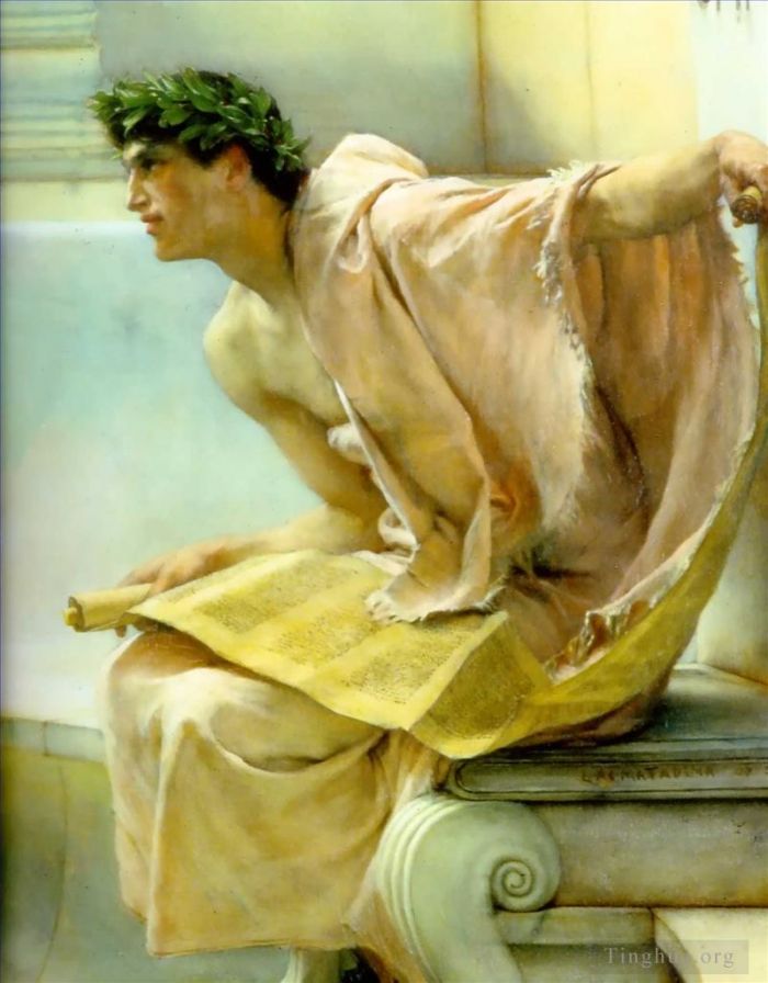 Sir Lawrence Alma-Tadema Peinture à l'huile - Une lecture des détails d'Homer