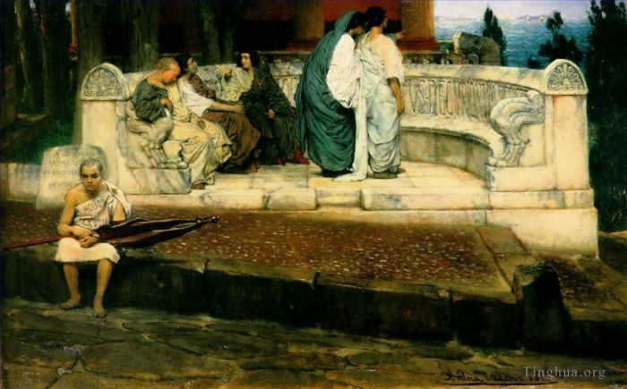 Sir Lawrence Alma-Tadema Peinture à l'huile - Une exèdre