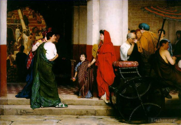 Sir Lawrence Alma-Tadema Peinture à l'huile - Entrée d'un théâtre romain