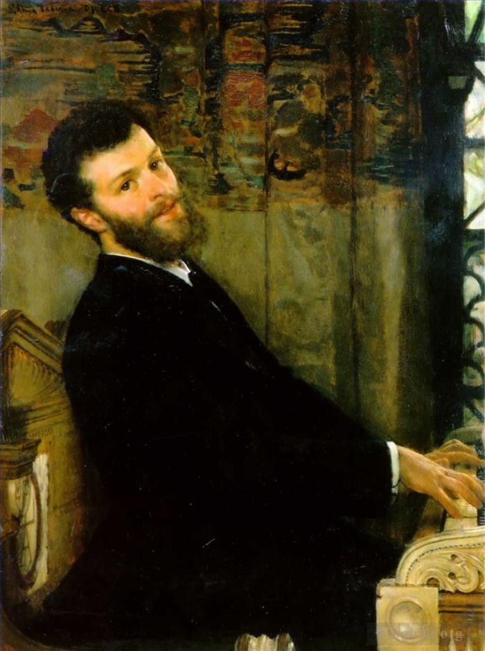 Sir Lawrence Alma-Tadema Peinture à l'huile - Portrait du chanteur George Henschel