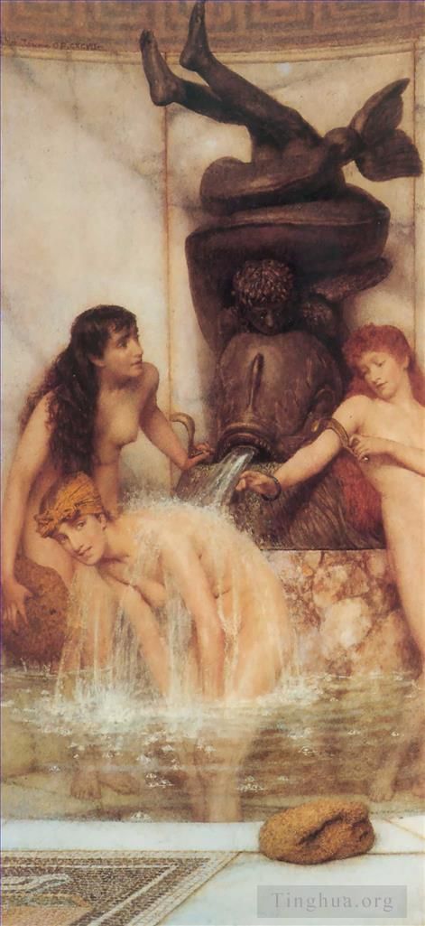Sir Lawrence Alma-Tadema Peinture à l'huile - Strigilles et éponges