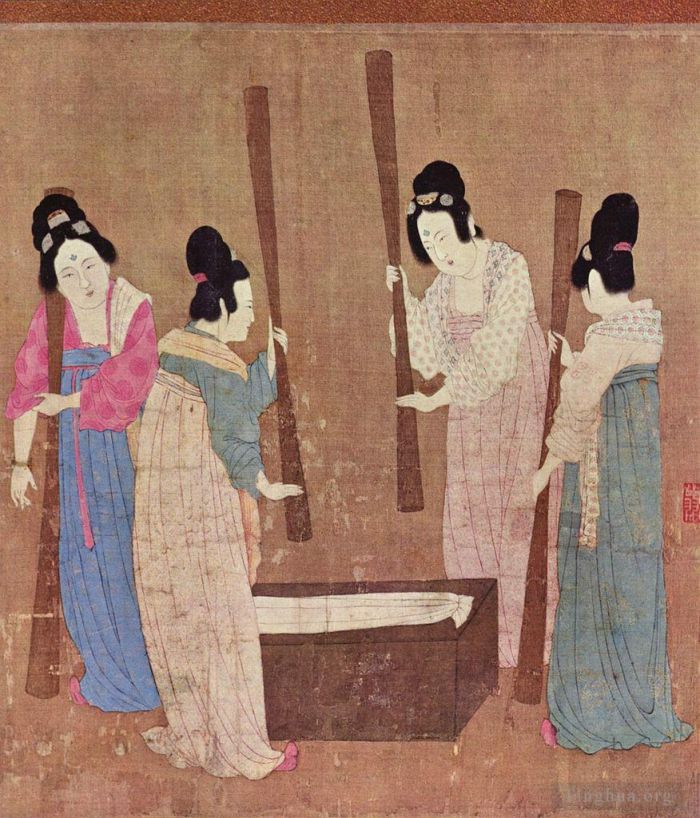 Zhao Ji Art Chinois - Femmes préparant la soie après Zhang Xuan 1100