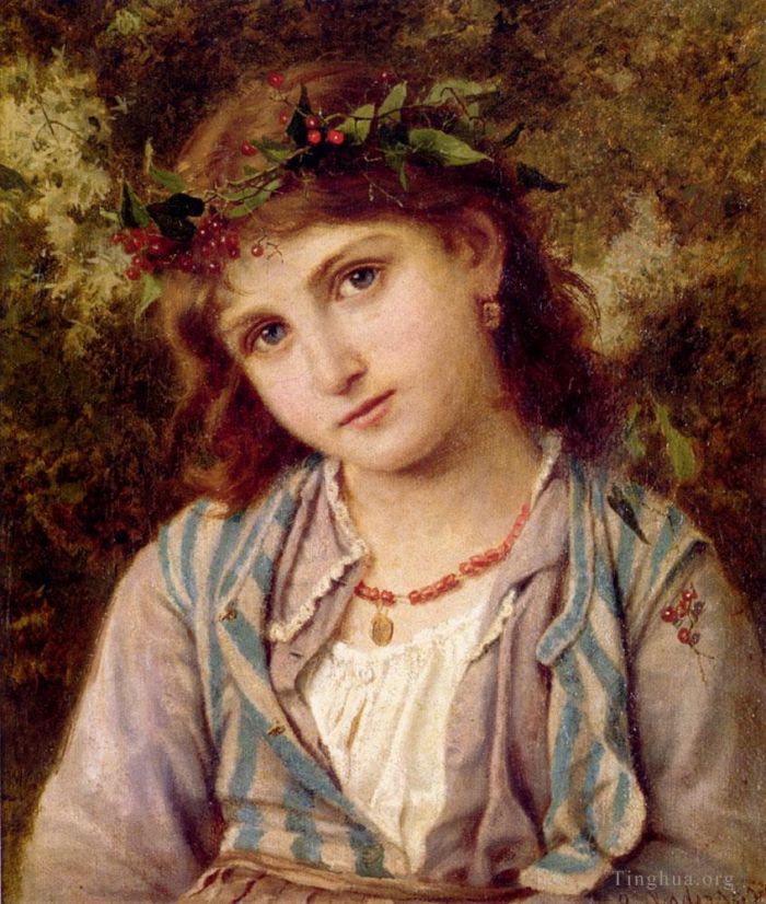 Sophie Gengembre Anderson Peinture à l'huile - Une princesse d'automne