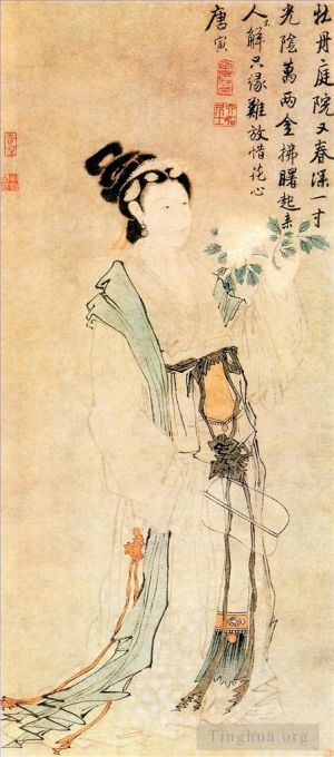 Tang Yin œuvres - Pivoine et jeune fille Tang Yin