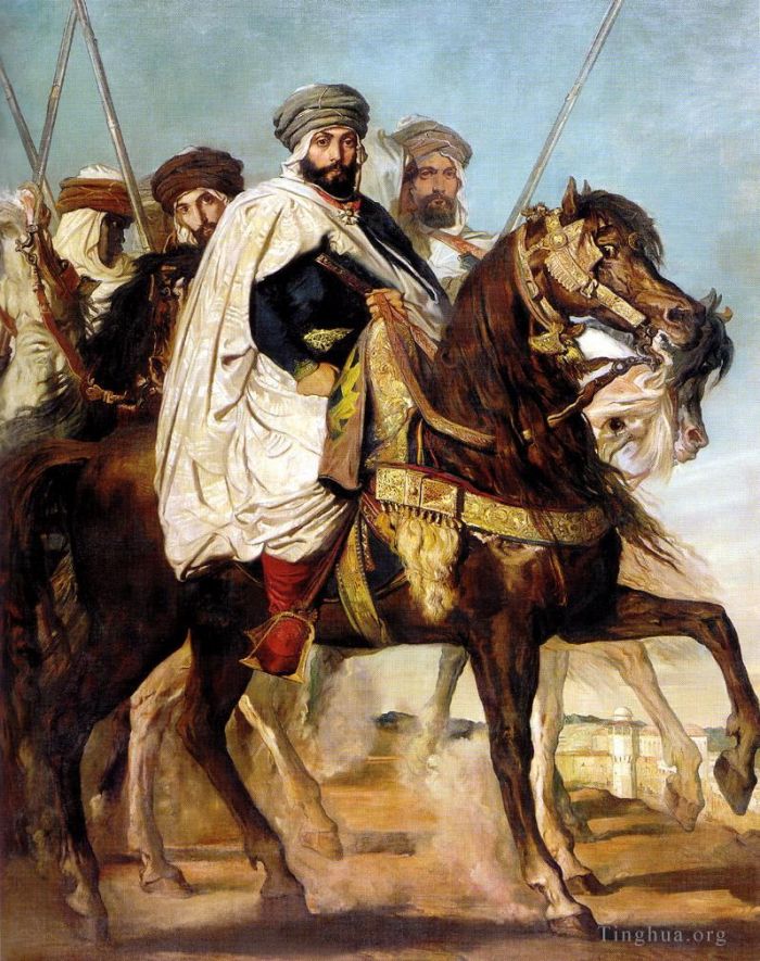 Théodore Chassériau Peinture à l'huile - Ali Ben Hamet Calife de Constantin des Haractas suivi de son Escorte 18
