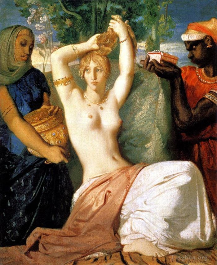 Théodore Chassériau Peinture à l'huile - Esther se prépare à être présentée au roi Assuérus ou aux toilettes d'Esther