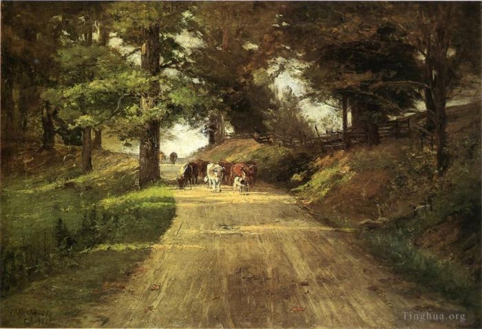 Theodore Clement Steele Peinture à l'huile - Une route de l'Indiana