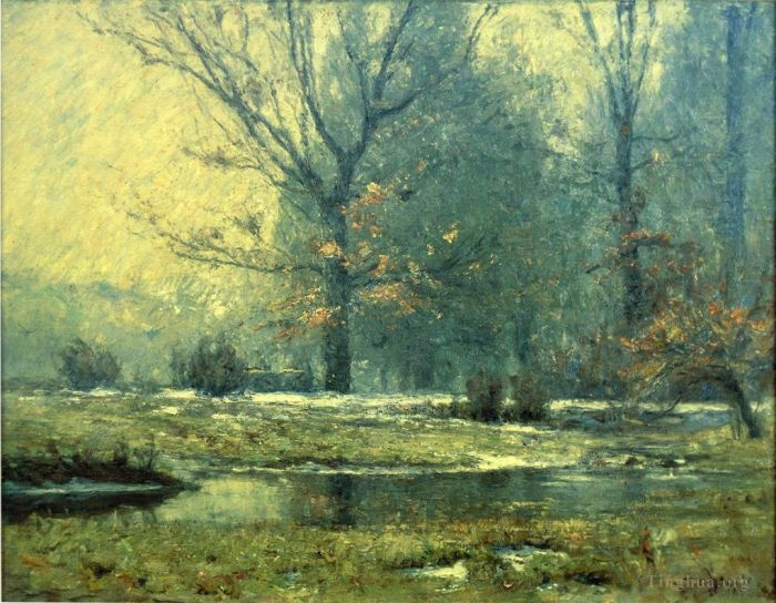 Theodore Clement Steele Peinture à l'huile - Ruisseau en hiver