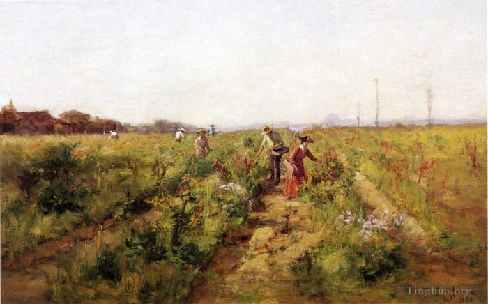 Theodore Clement Steele Peinture à l'huile - Dans le champ des baies 1890