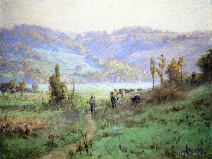 Theodore Clement Steele Peinture à l'huile - Dans la vallée de Whitewater près de Metamora