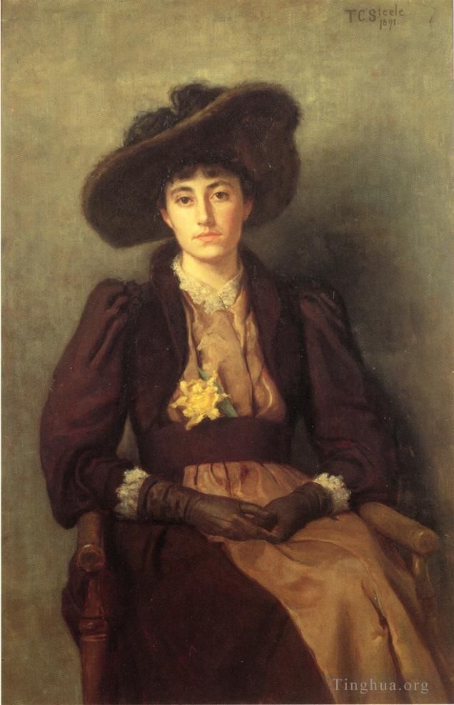 Theodore Clement Steele Peinture à l'huile - Portrait de Daisy Impressionniste