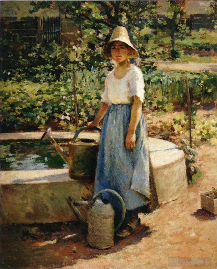 Theodore Robinson Peinture à l'huile - A la Fontaine2