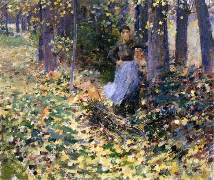 Theodore Robinson Peinture à l'huile - Lumière du soleil d'automne