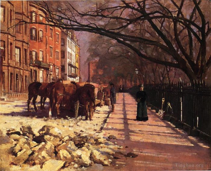 Theodore Robinson Peinture à l'huile - Rue Beacon, Boston