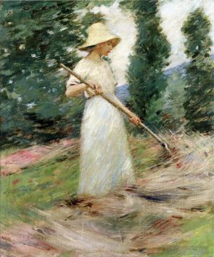 Theodore Robinson œuvres - Fille ratissant le foin