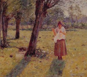 Theodore Robinson œuvres - Fille à coudre