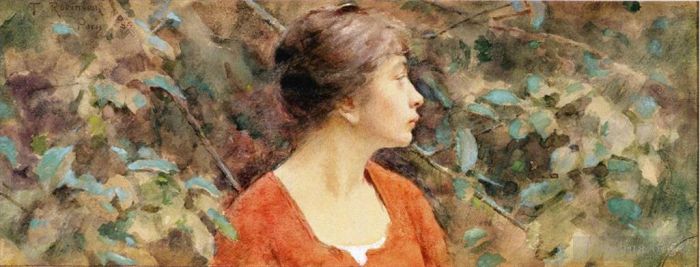 Theodore Robinson Peinture à l'huile - Dame en rouge