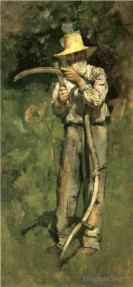 Theodore Robinson Peinture à l'huile - Homme avec une faux