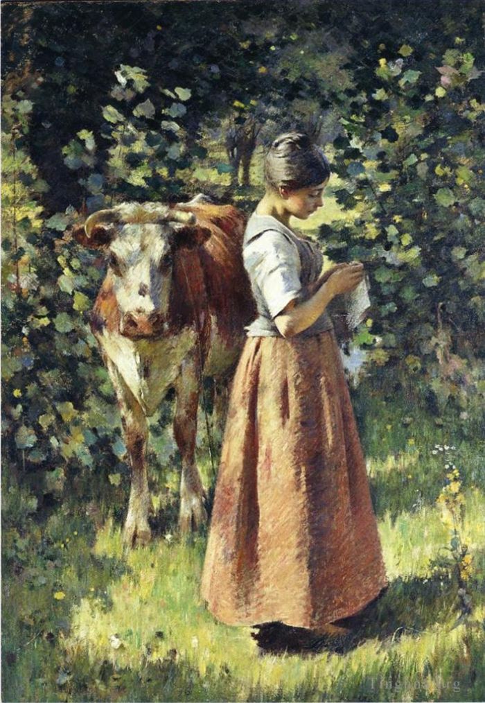 Theodore Robinson Peinture à l'huile - Le vacher