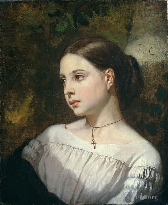 Thomas Couture Peinture à l'huile - Portrait d'une jeune fille