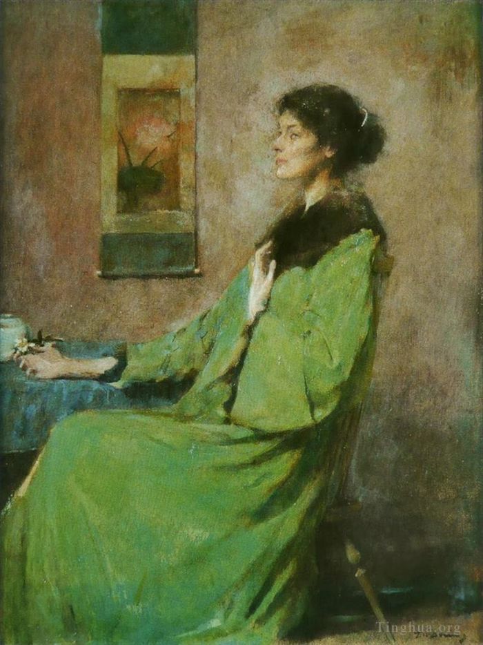 Thomas Wilmer Dewing Peinture à l'huile - Portrait d'une femme